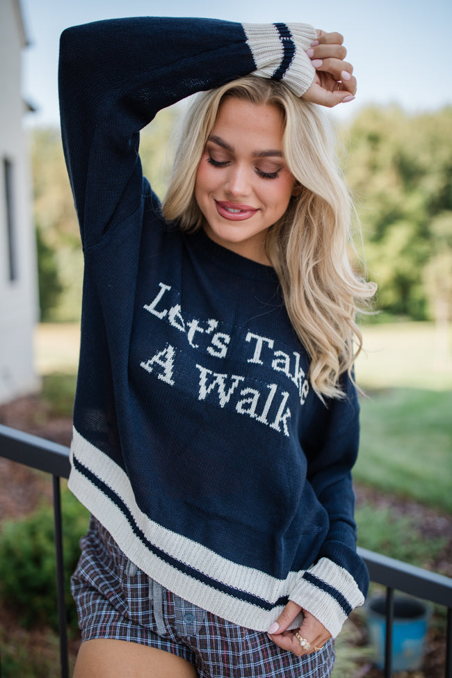 Let's Go For A Walk Navy Sweater FINAL SALE