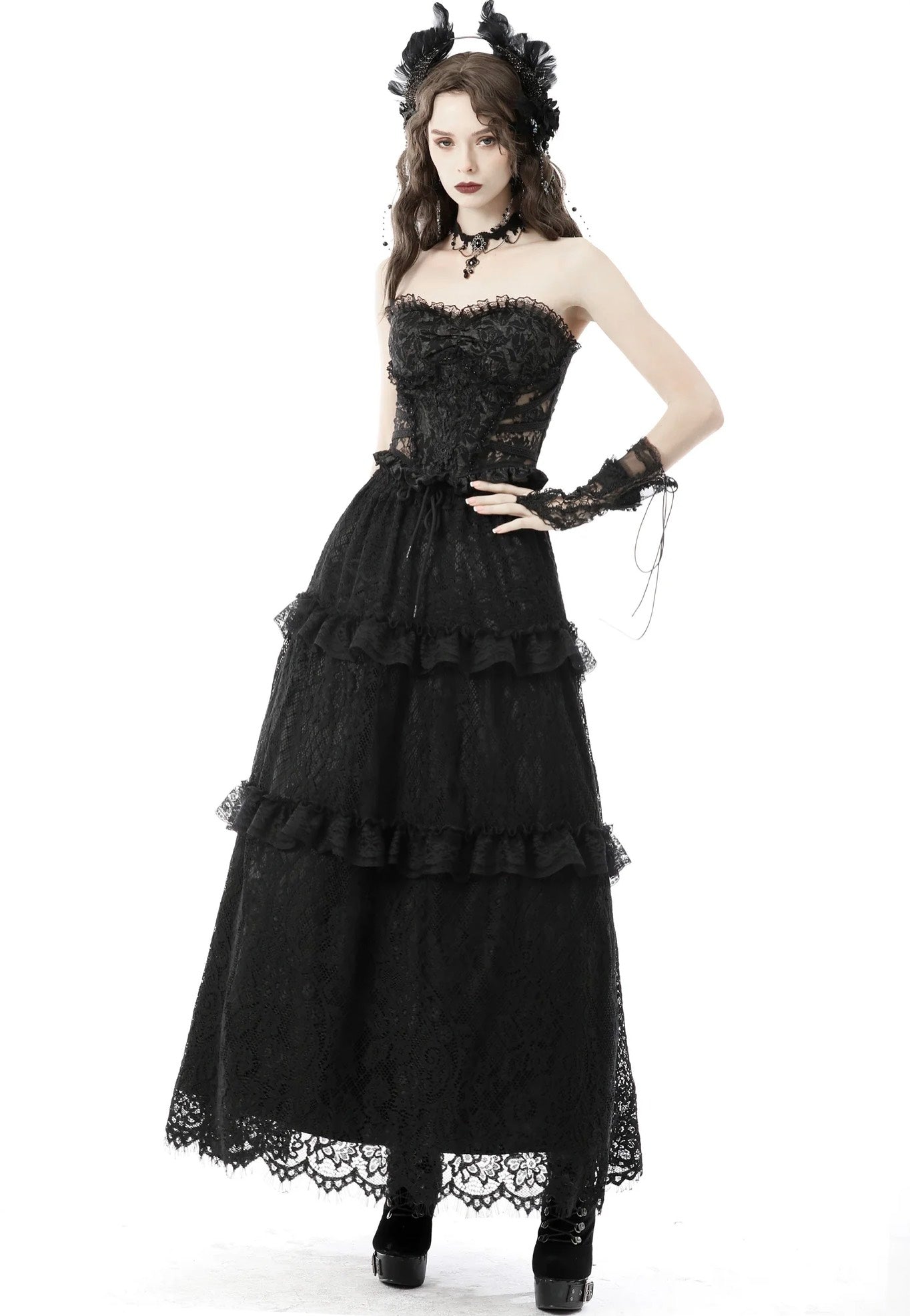 Dark In Love - Gothic Hollow Out Sexy Jacquard Black - Corset Cheap Visa Payment