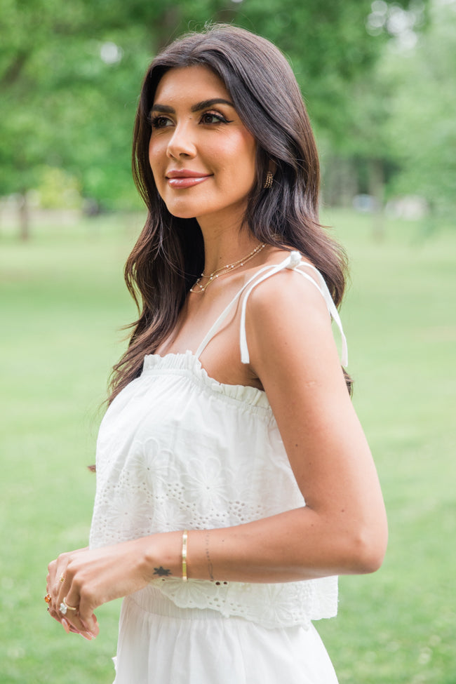 Dockside Dream White Crochet Detail Crop Top Classic For Sale