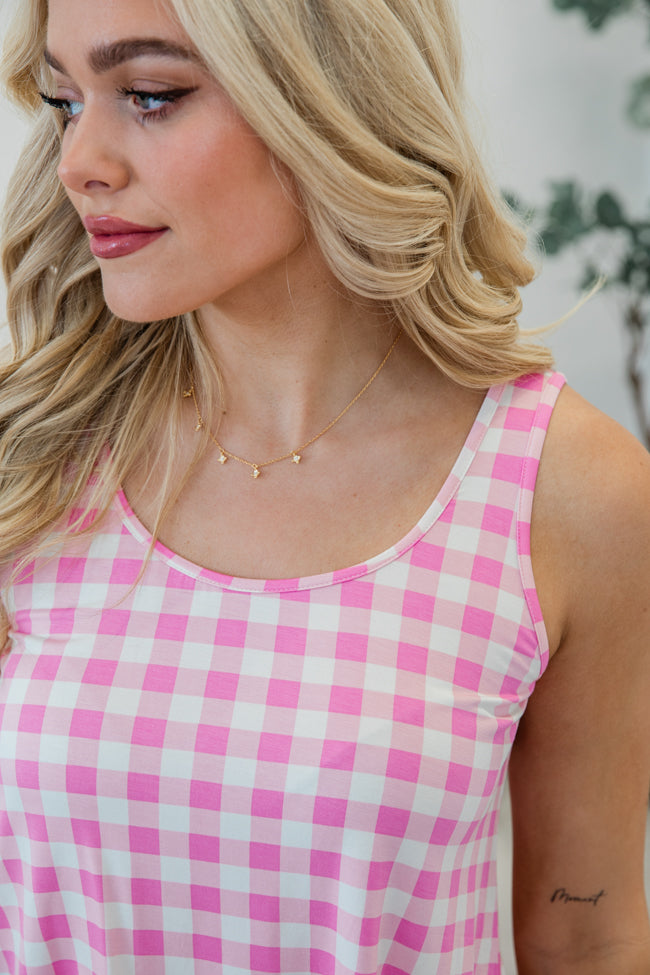 Classic Cuddly Bamboo Pink Gingham Tank Set From China Cheap Pice