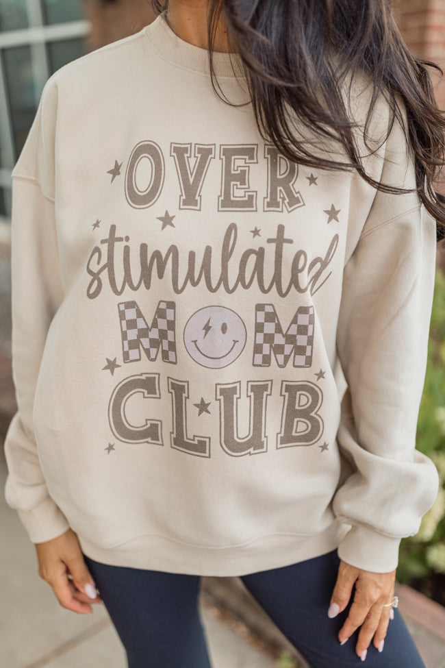 Over Stimulated Mom Club Cream Oversized Graphic Sweatshirt Sale Footlocker Finishline