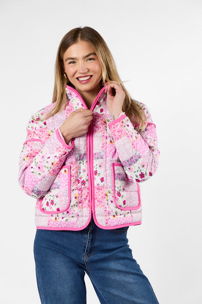 Going For It Floral Printed Zip Up Jacket Buy Cheap Free Shipping