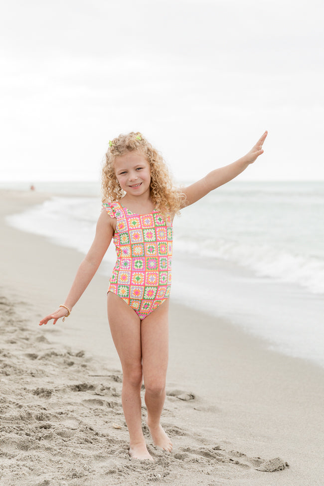 Kid's Beach Vibes Only In Cabo Crochet One Piece Swimsuit FINAL SALE