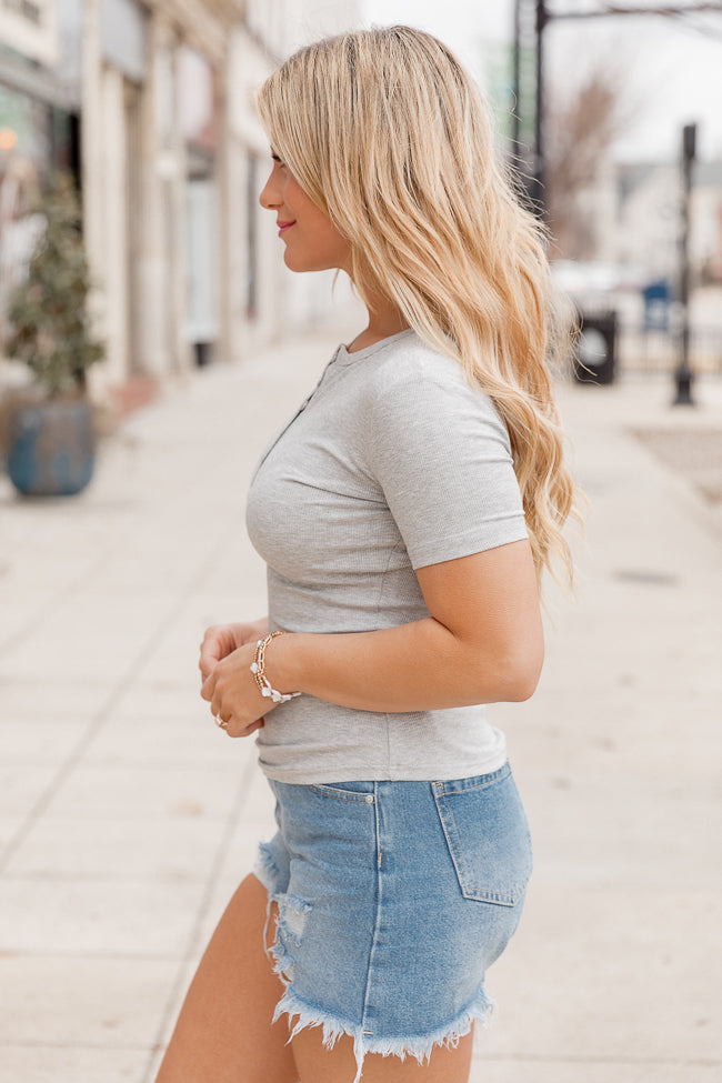 All The Better Grey Ribbed Henley Tee Sale Get To Buy