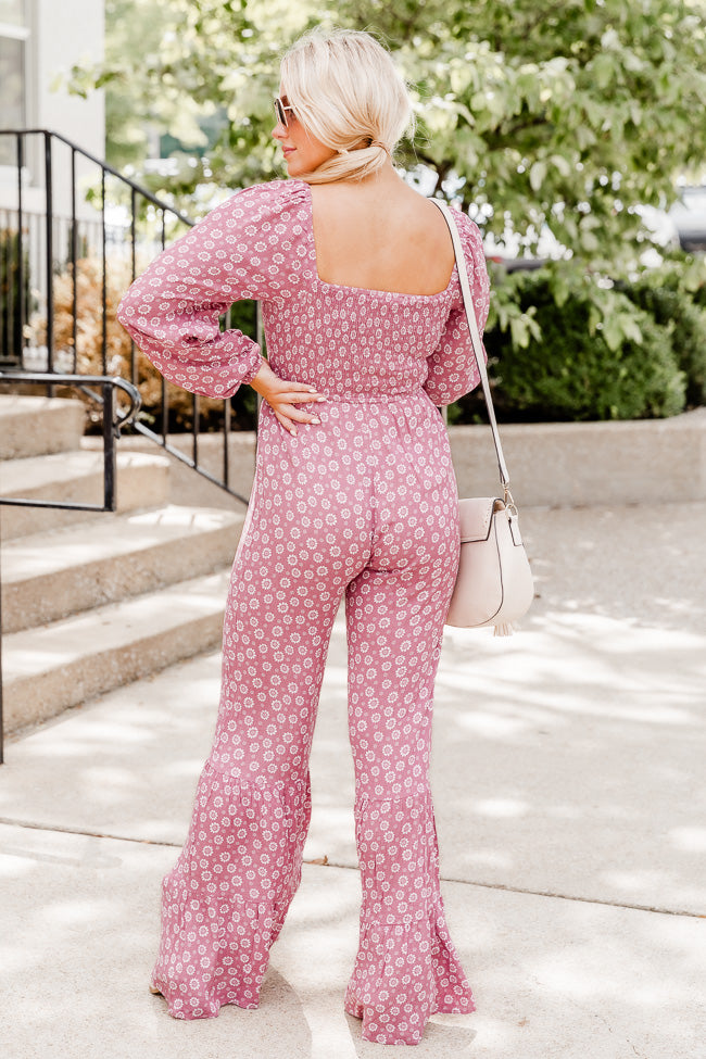 Aware of This Mauve Daisy Flare Jumpsuit FINAL SALE Buy