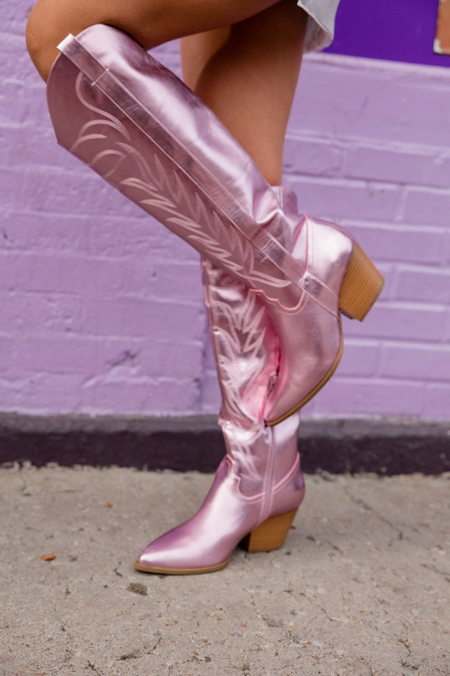 Shania Metallic Pink Cowboy Boots Free Shipping Classic