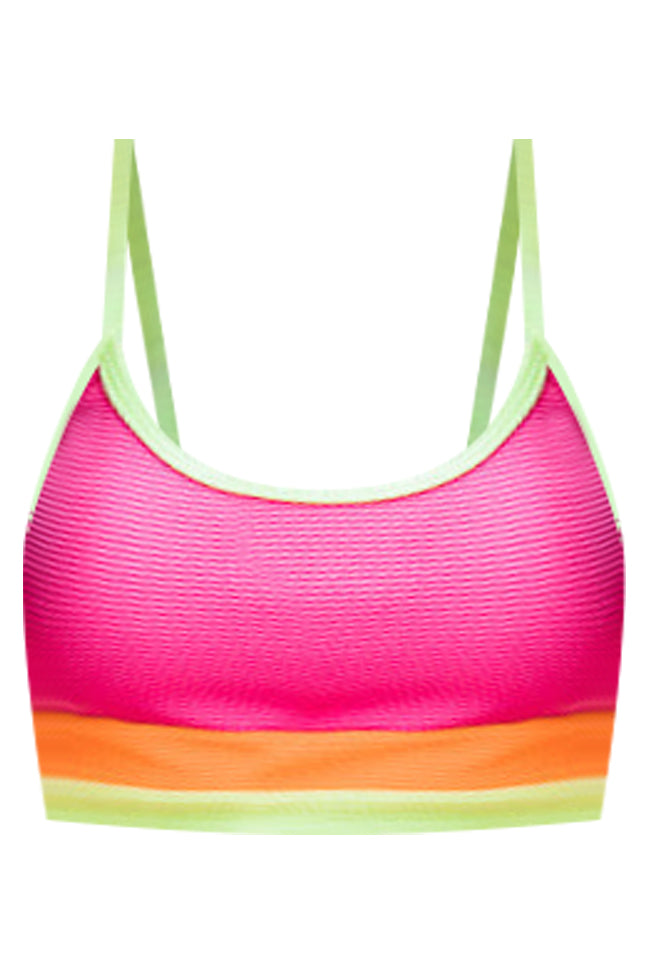 Do Not Disturb Neon Color Block Bikini Top Discount Looking For