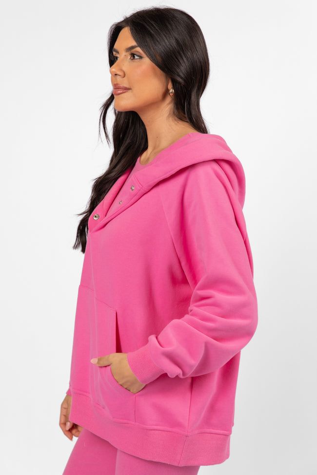 Outta Sight Pink Button Detail Hooded Pullover SALE Limited Edition Online