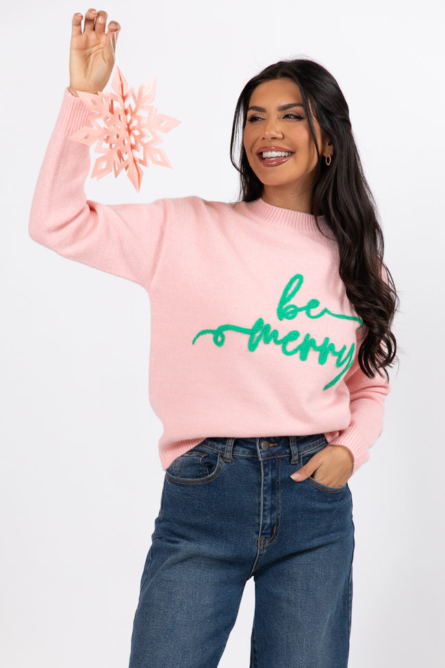 Be Merry Pink And Green Sweater FINAL SALE Buy