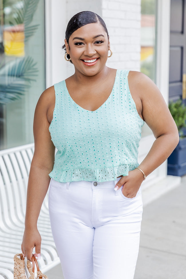 TTYL Mint Eyelet Tie Back Tank FINAL SALE Factory Outlet Cheap Online