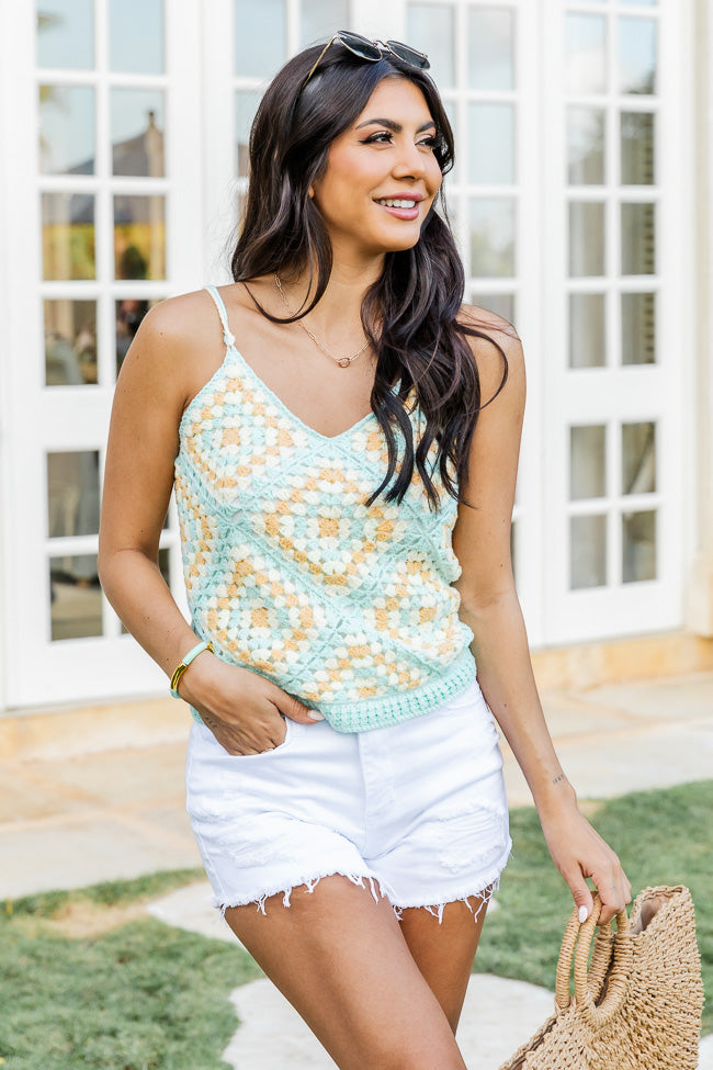 Little Less Conversation Mint Crochet Tank FINAL SALE Inexpensive Sale Online