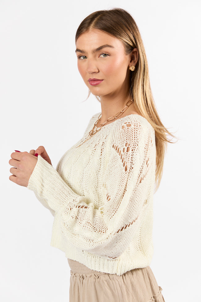 I'm Just Me Ivory Cable Knit Lightweight Sweater