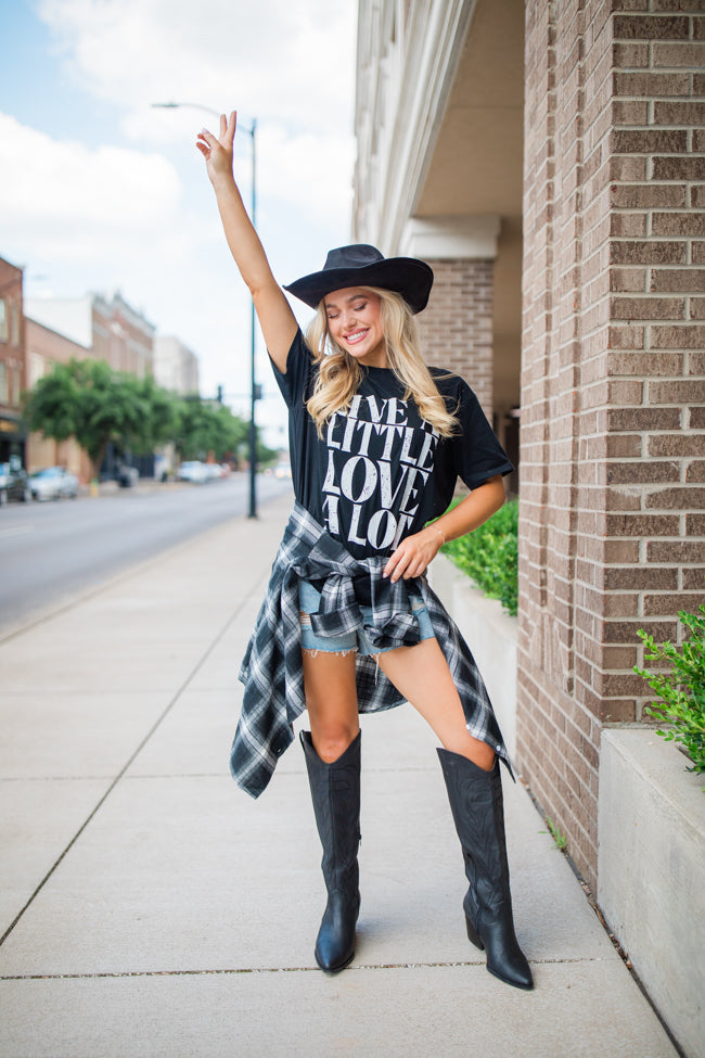 Live A Little Love A Lot Black Oversized Graphic Tee Buy Cheap Clearance Store