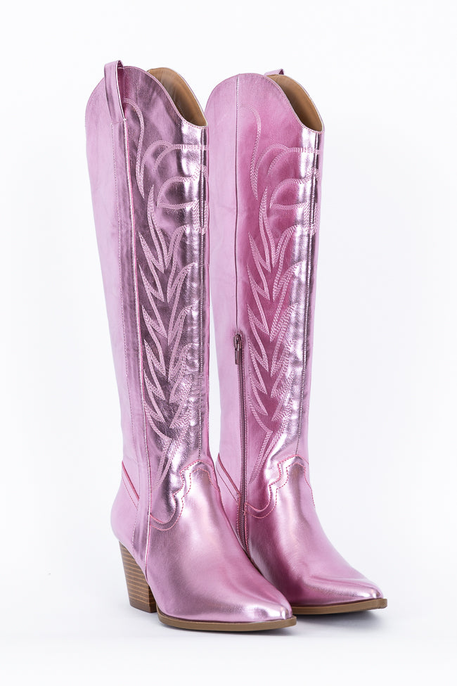 Shania Metallic Pink Cowboy Boots Free Shipping Classic