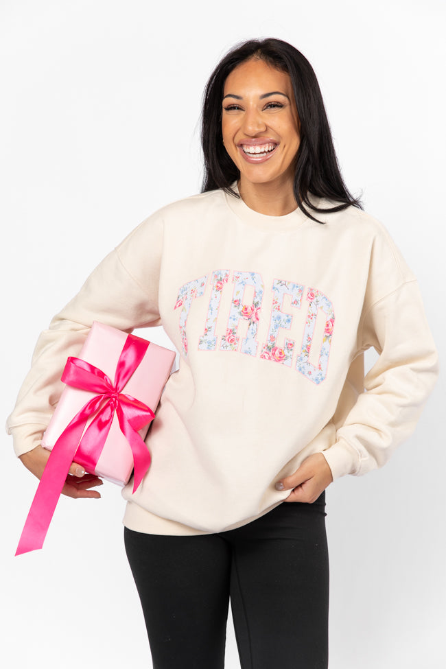 Tired Cream Oversized Graphic Sweatshirt Outlet Clearance Store