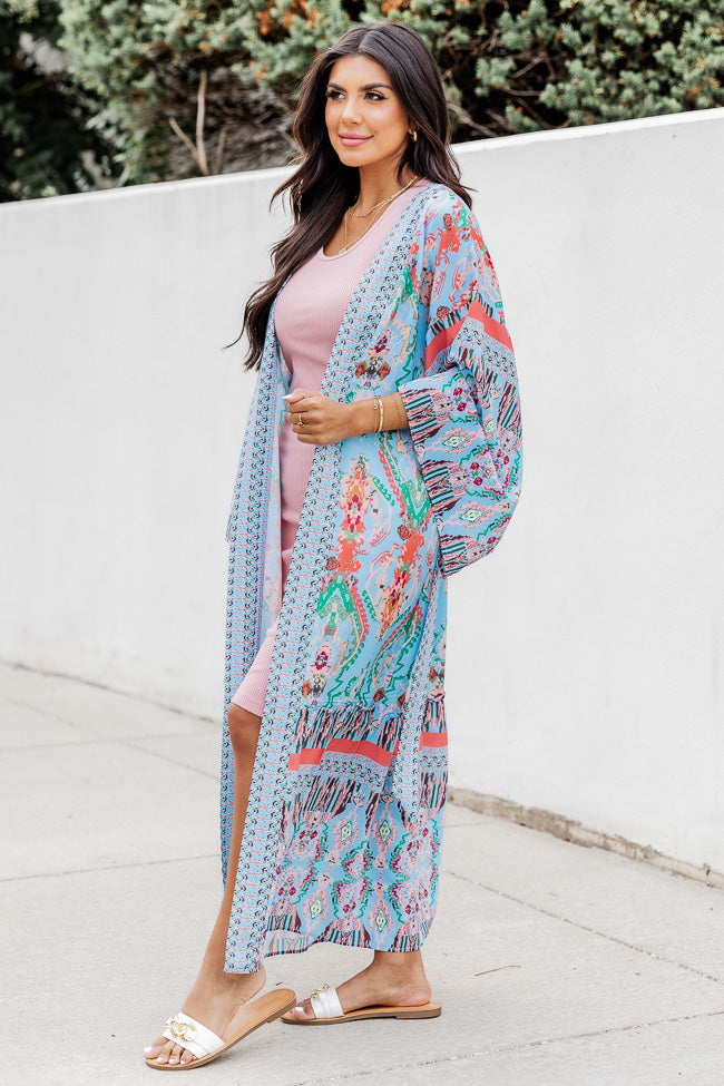 Daydream Look Blue Multi Printed Kimono FINAL SALE Sale Get To Buy