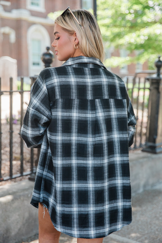 Made Me Realize Black And Ivory Plaid Oversized Button Front Shirt SALE Free Shipping Fashionable