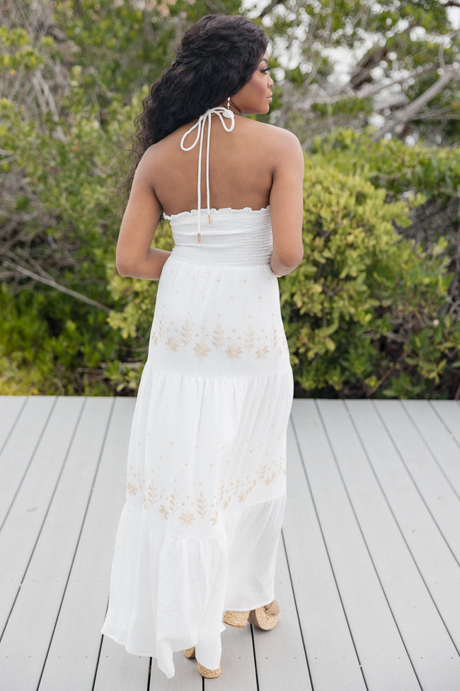 Just Say So White AppliquÃ© Detail Maxi Dress Clearance Pre Order