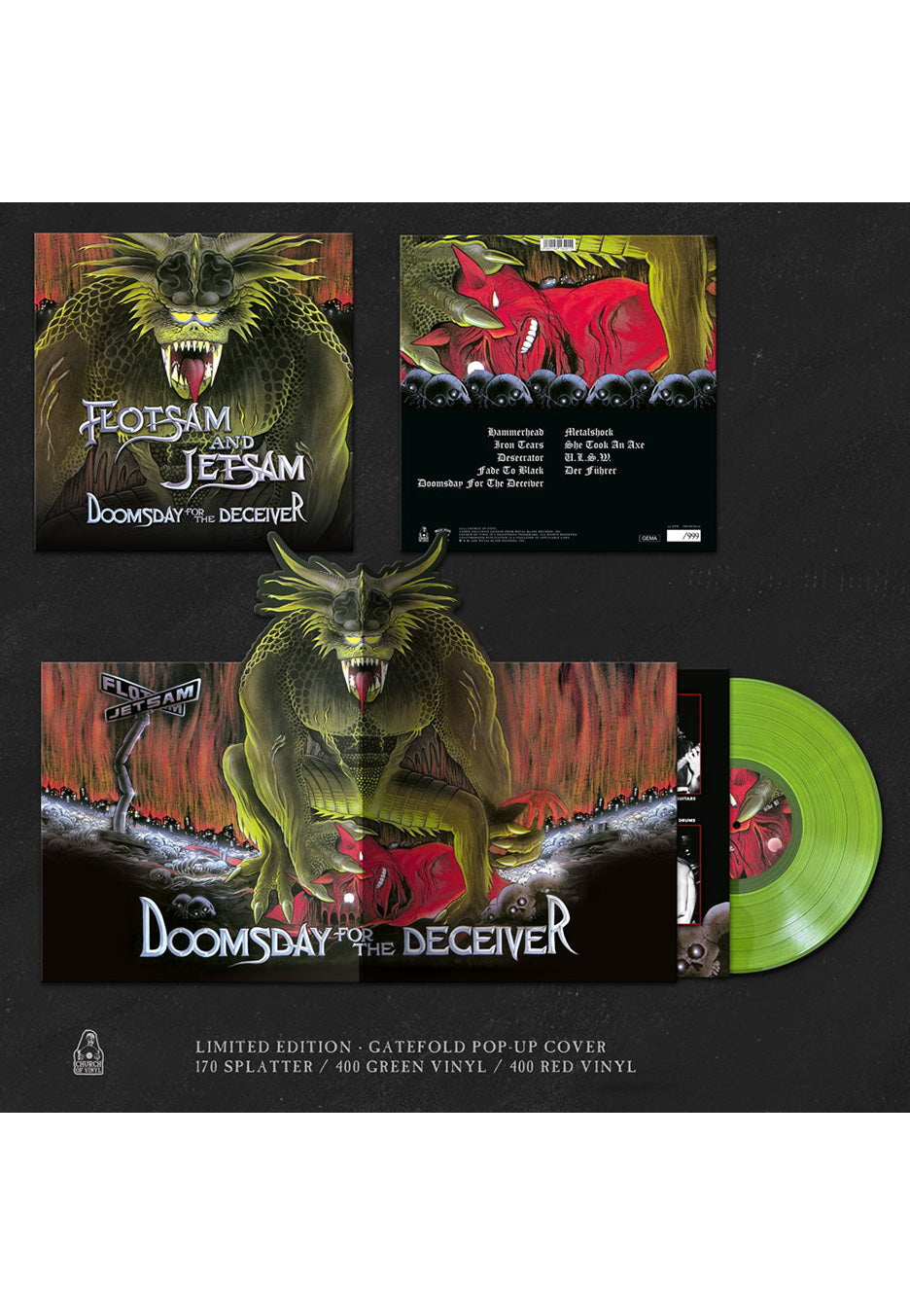 Flotsam And Jetsam - Doomsday For The Deceiver Clear Green - Colored Vinyl Cheap Amazon