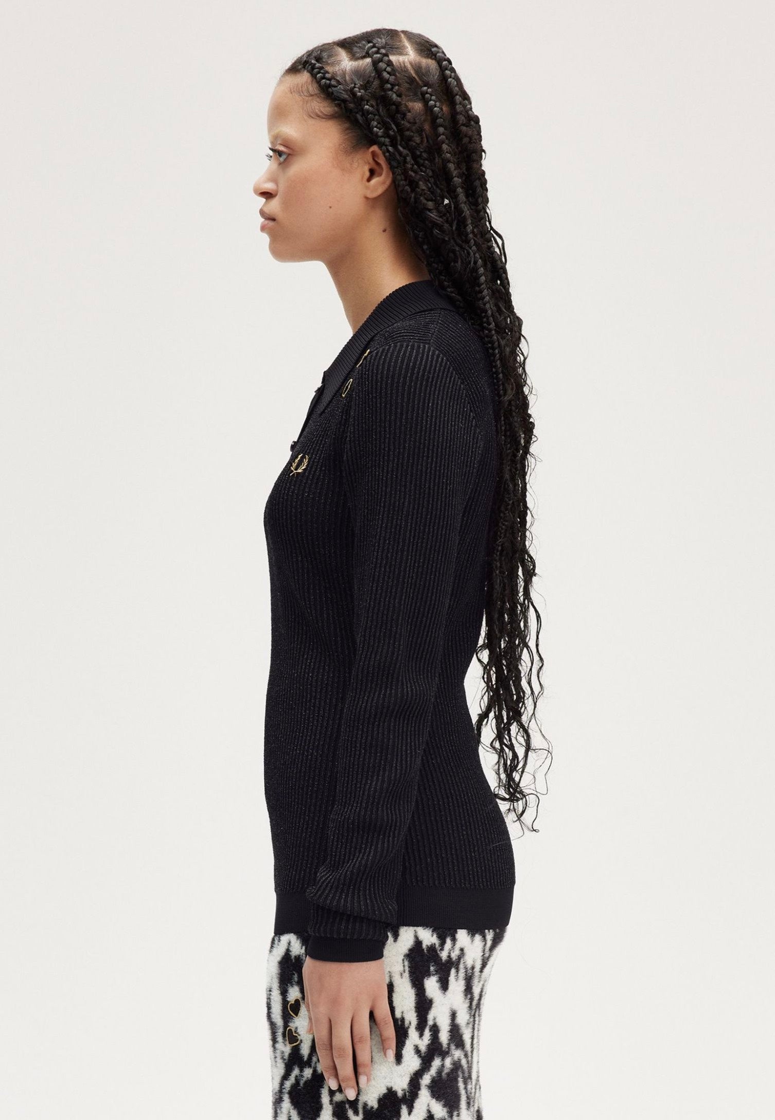 Fred Perry x Amy Winehouse - Metallic Ribbed Knitted Black - Longsleeve Cheapest Pice For Sale