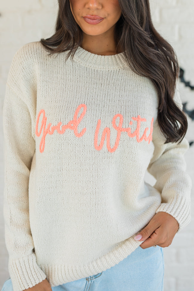 Happy To Be The Good Witch Stone and Coral Sweater FINAL SALE Free Shipping Best Seller