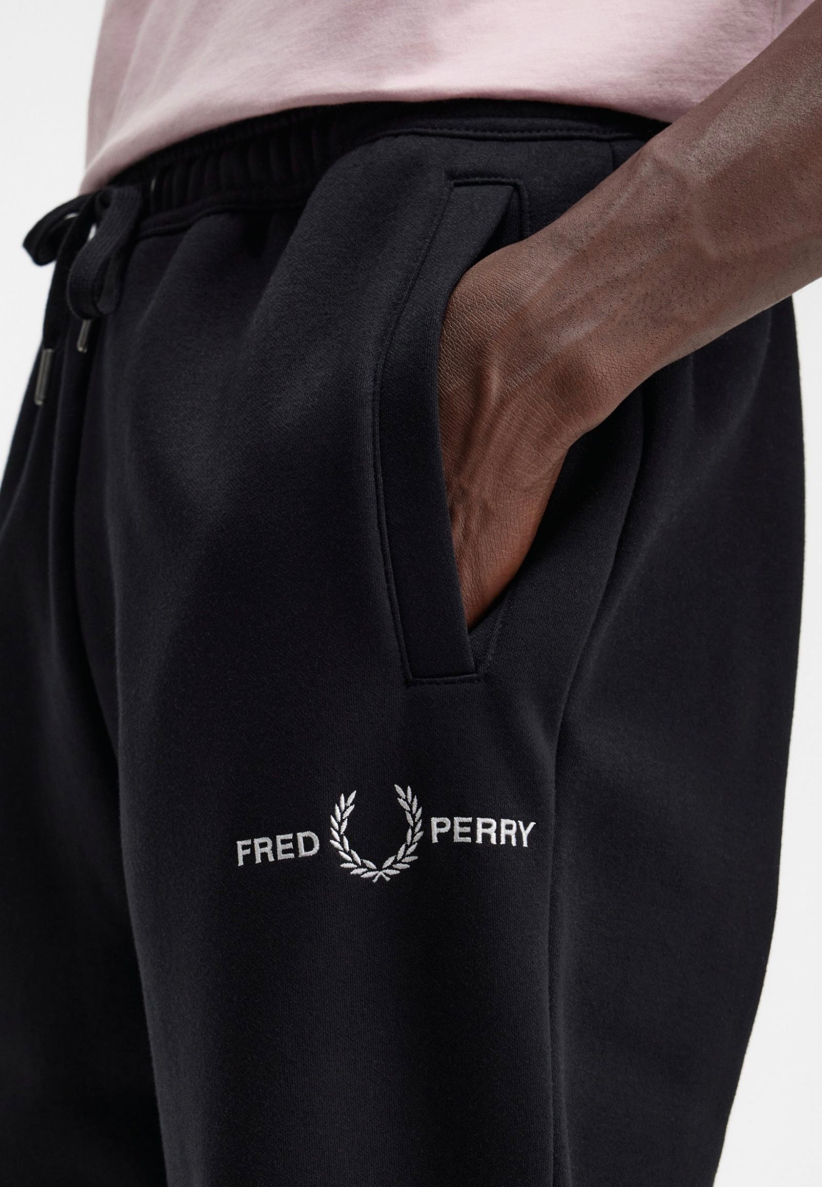 Fred Perry - Embroidered Black - Sweat Pants Sale Ebay