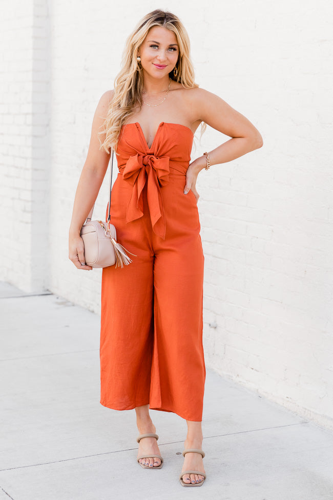 Steady As We Go Rust Strapless Jumpsuit FINAL SALE Popular