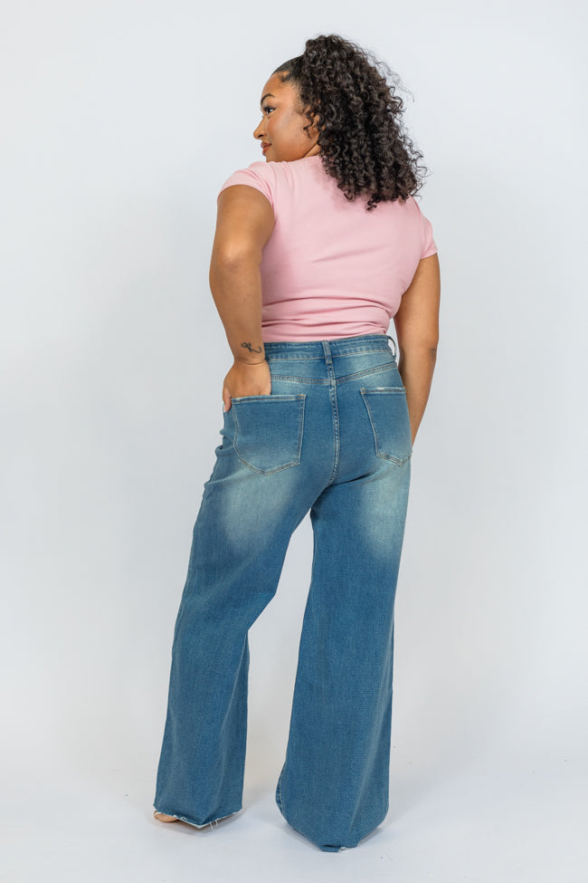 Kelsea Medium Wash Wide Leg Jeans Sale High Quality