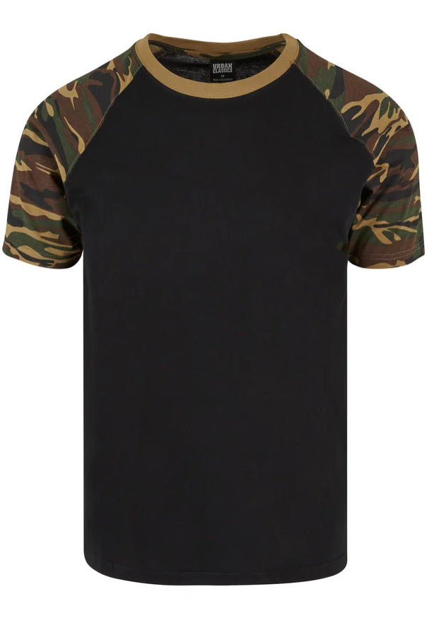 Urban Classics - Raglan Contrast Black/Woodcamo - T-Shirt Buy Cheap Official Site