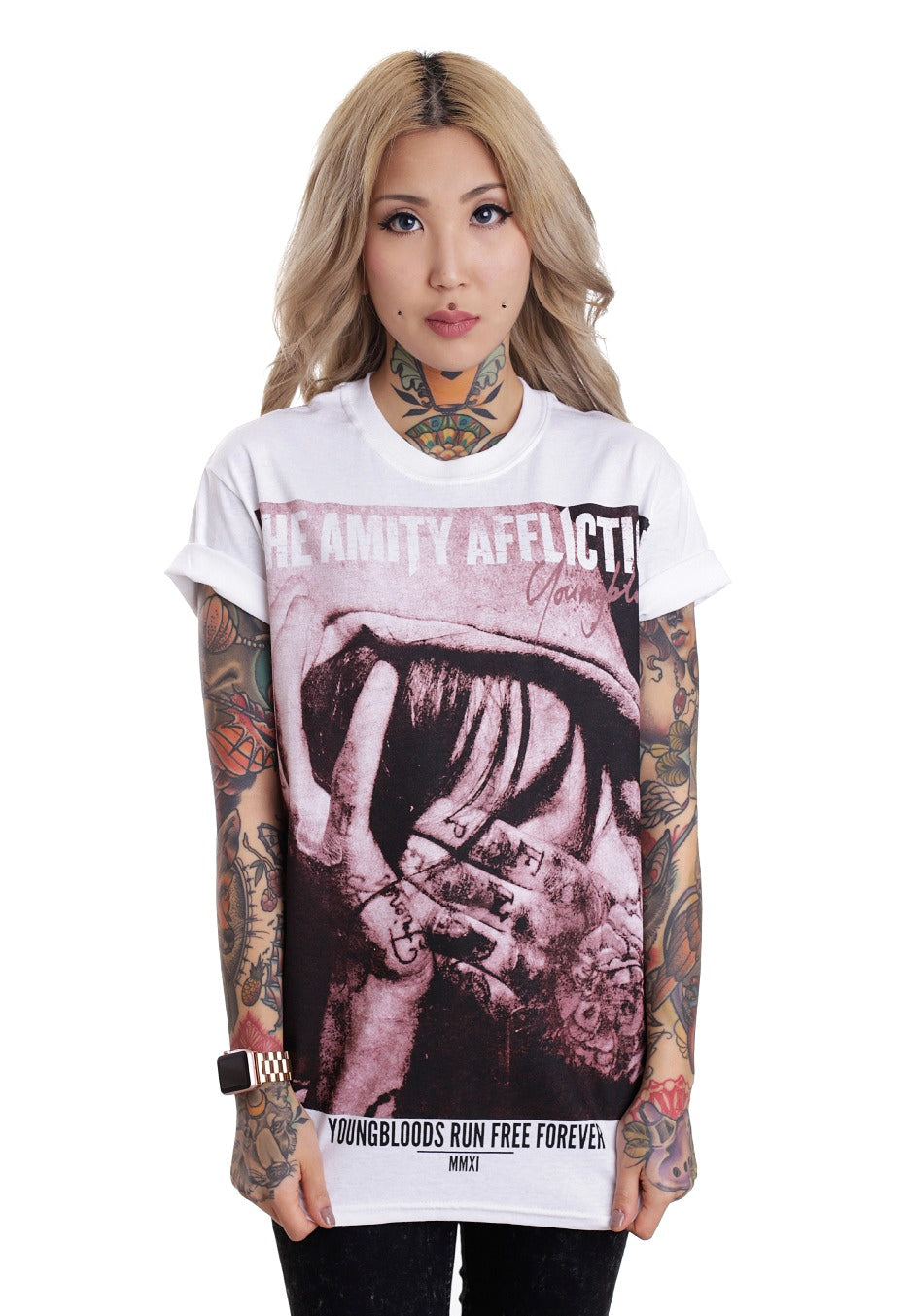 The Amity Affliction - Youngbloods Run Free White - T-Shirt Free Shipping Best Place