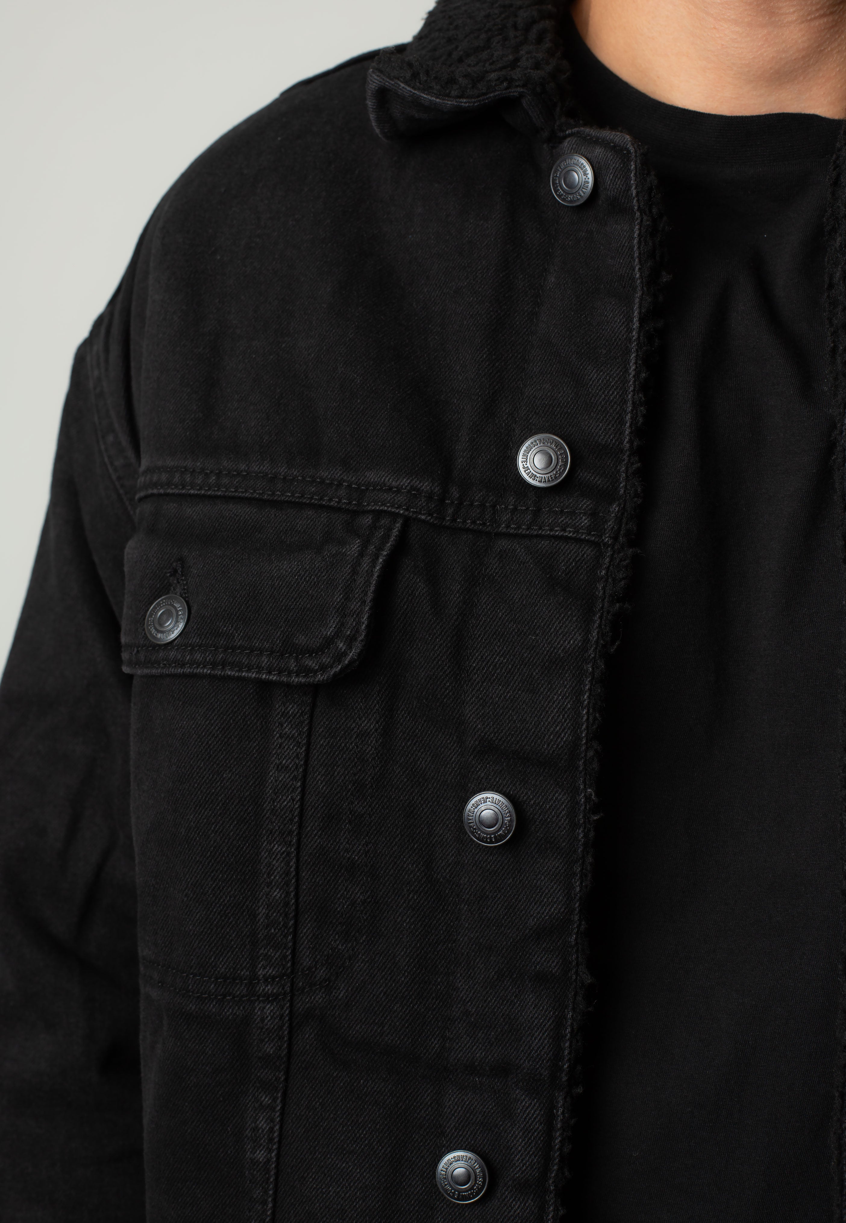 Only & Sons - Wilson Sherpa Black Denim - Jeans Jacket Outlet Collections