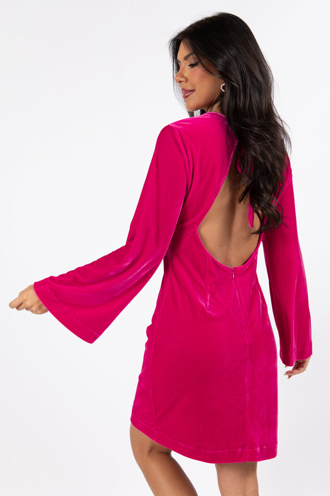 Bold As Love Pink Crushed Velvet Back Detail Mini Dress FINAL SALE Collections Cheap Pice