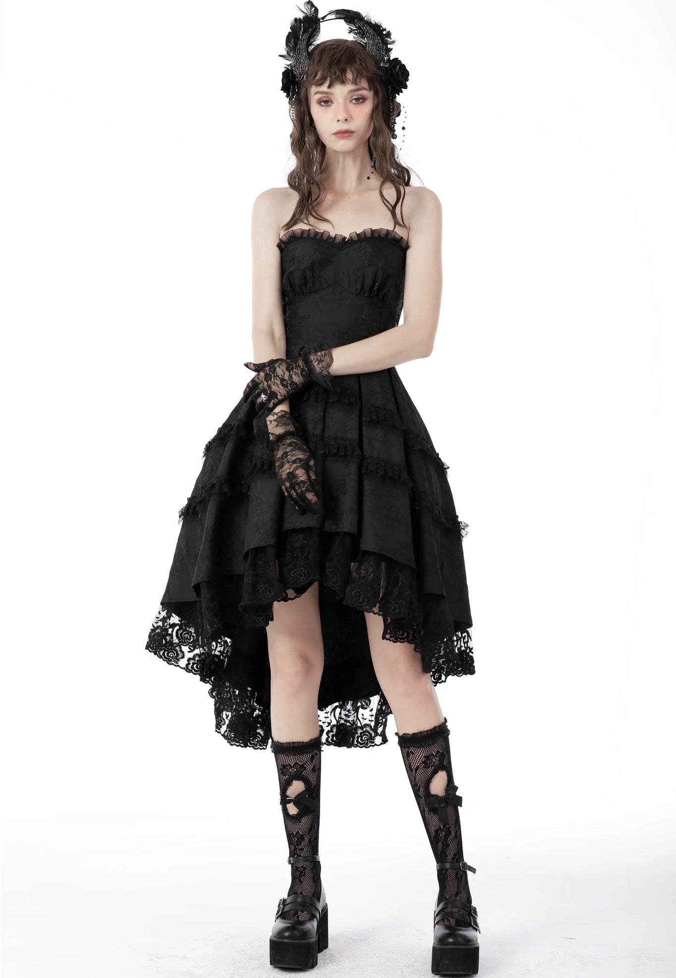 Dark In Love - Magic Girl Pleated Rose High Low Black - Dress Clearance With Credit Card