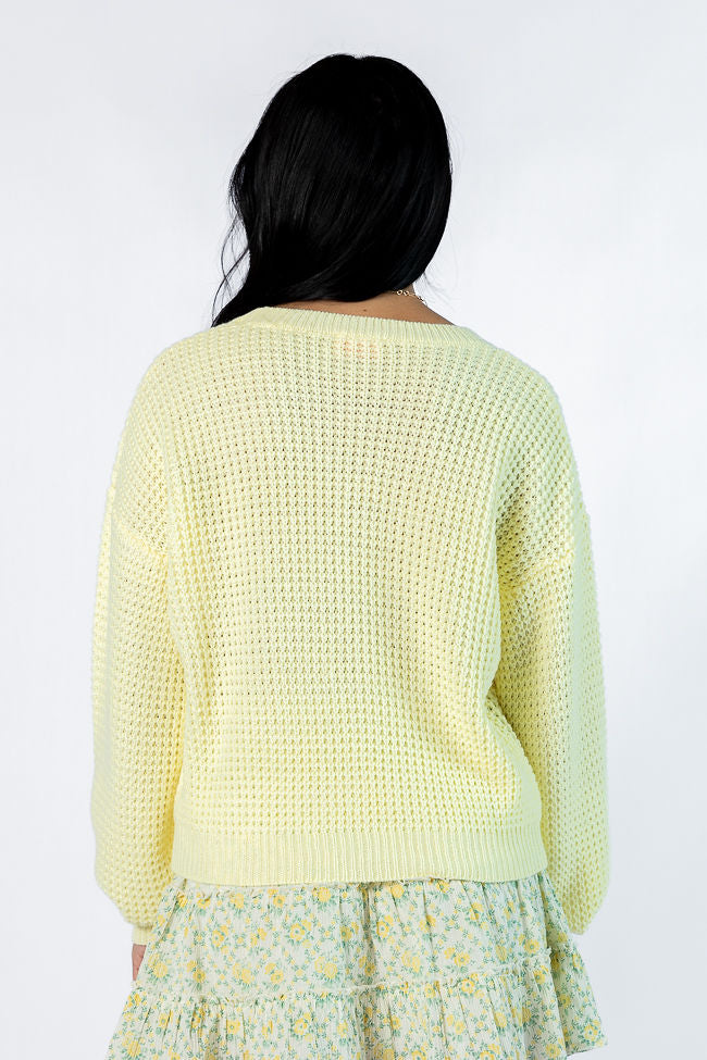 Match My Mood Yellow Textured Crew Neck Sweater Clearance Perfect