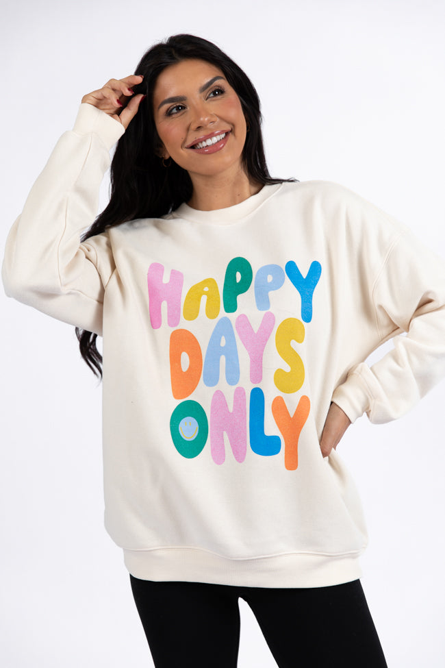 Happy Days Only Cream Oversized Graphic Sweatshirt Discount Pices