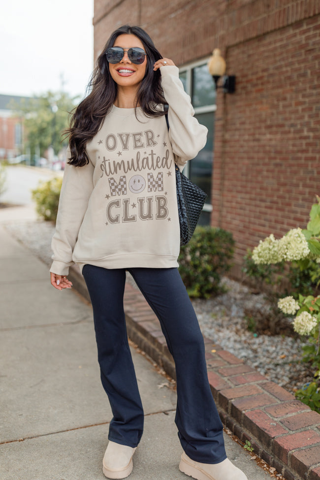 Over Stimulated Mom Club Cream Oversized Graphic Sweatshirt Sale Footlocker Finishline