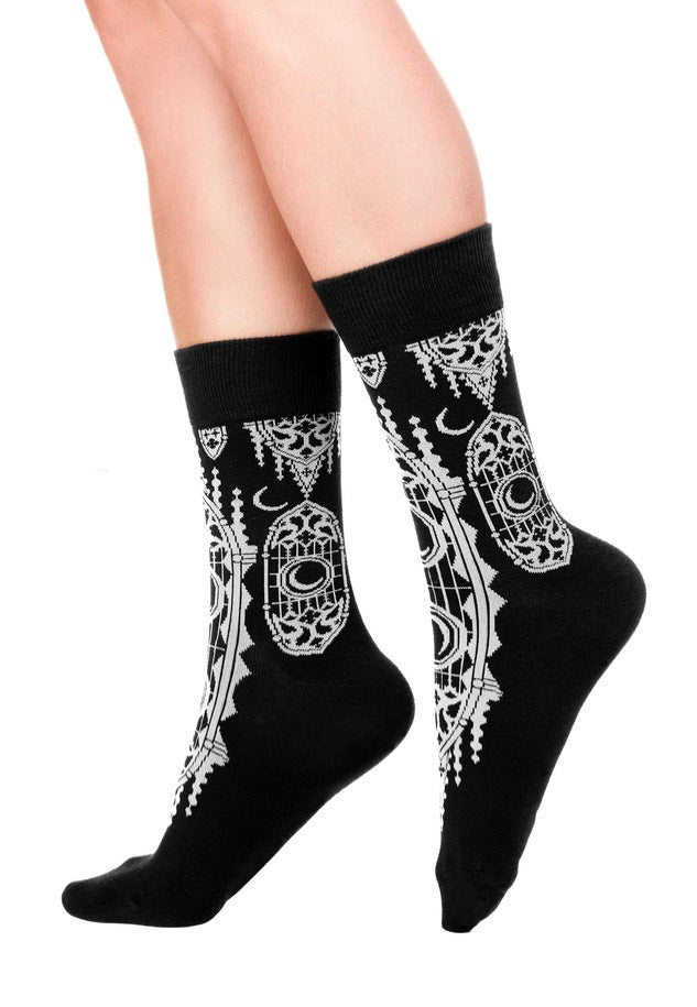 Restyle - Cathedralis Jacquard Moon & Cathedral - Socks 2025 New For Sale