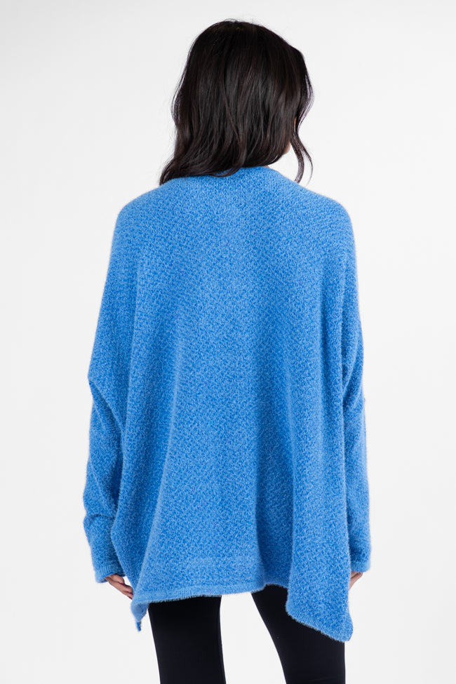 Thinking Of You Blue Fuzzy Henley Blouse SALE Cheap Pice Wholesale