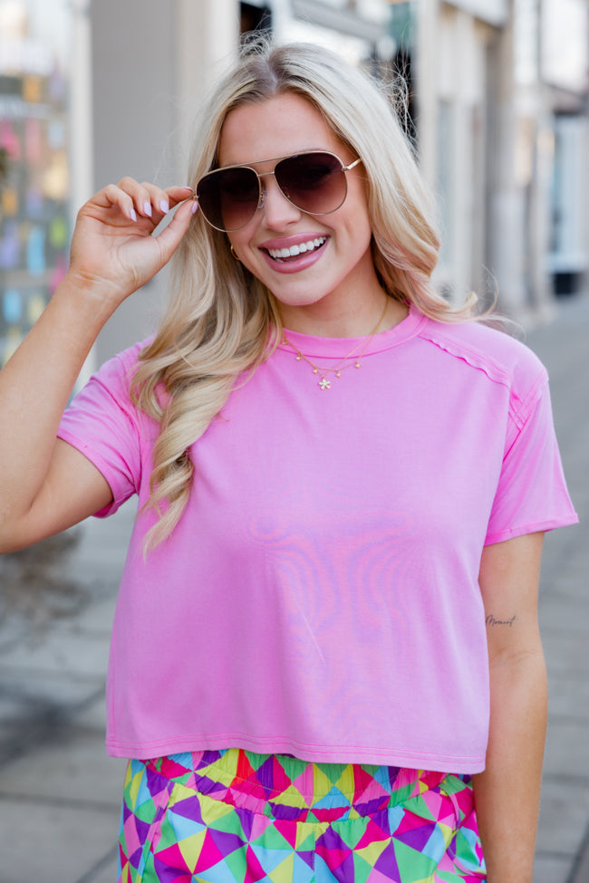 One Step Ahead Pink Cropped Tee Free Shipping Cheap Pice