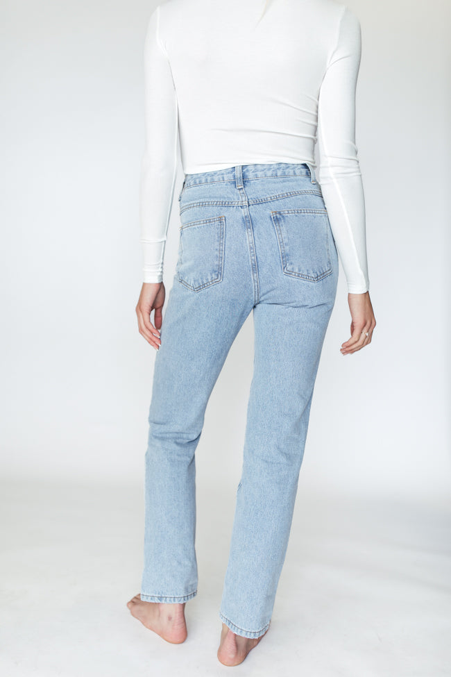 Megan Light Wash Straight Leg Mom Jeans Many Kinds Of Cheap Pice