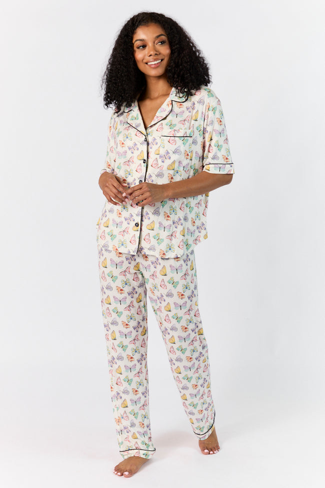 Good To Get Away Butterfly Short Sleeve Pajama Top How Much