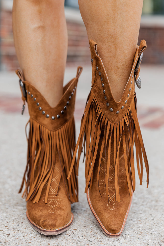 Jayde Camel Fringe Booties FINAL SALE Discount Explore