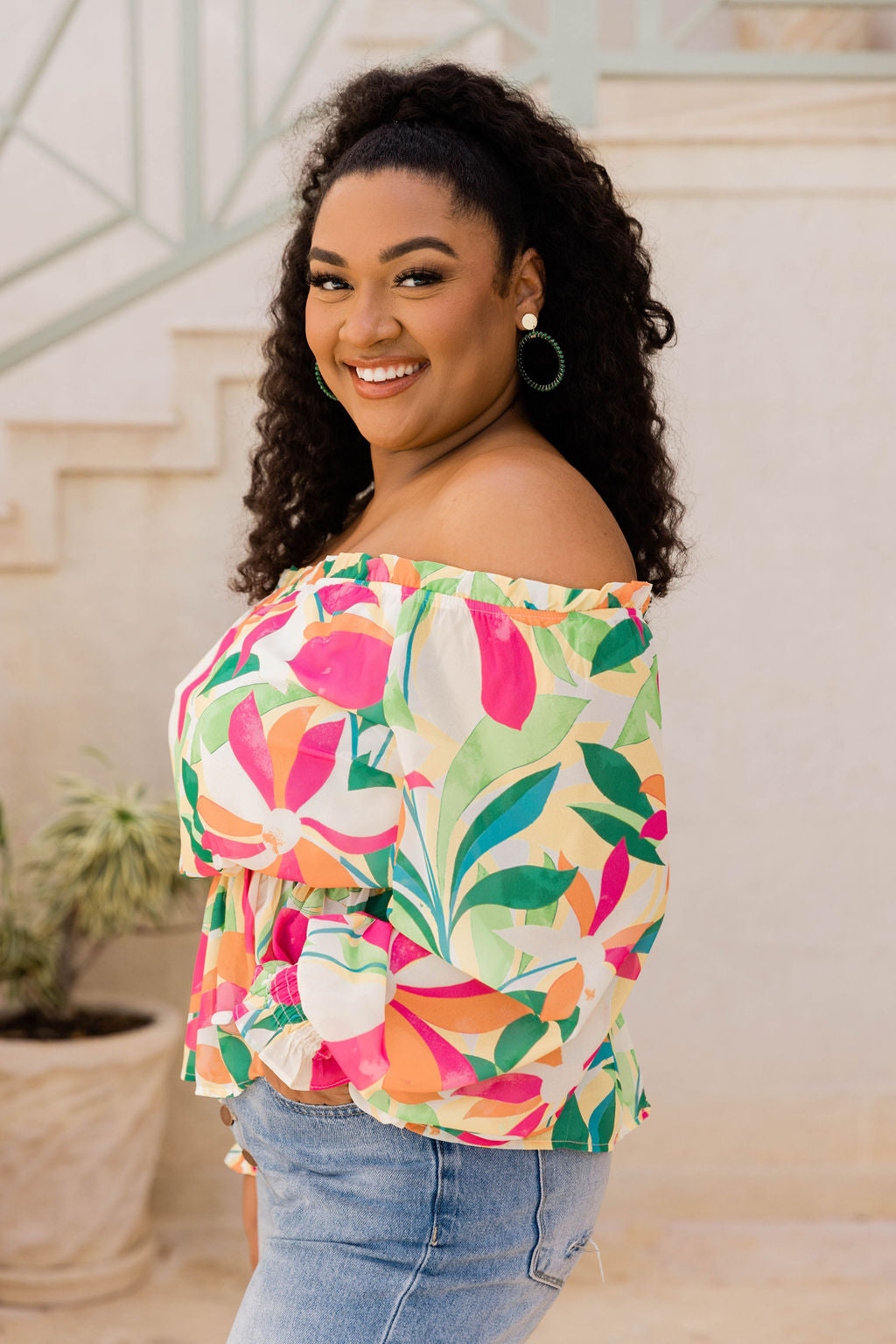 I Found Paradise Multi Off The Shoulder Printed Blouse FINAL SALE 2025 Newest Online