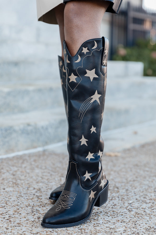 Luna Black Star and Moon Western Boots Best Place Sale Online