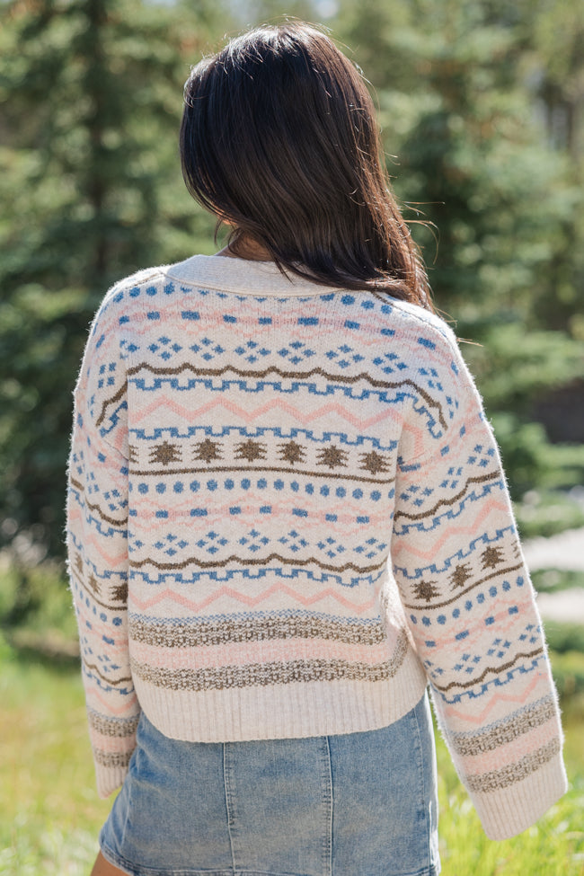 Fair and Square Beige Multi Fair Isle Cardigan Clearance Classic