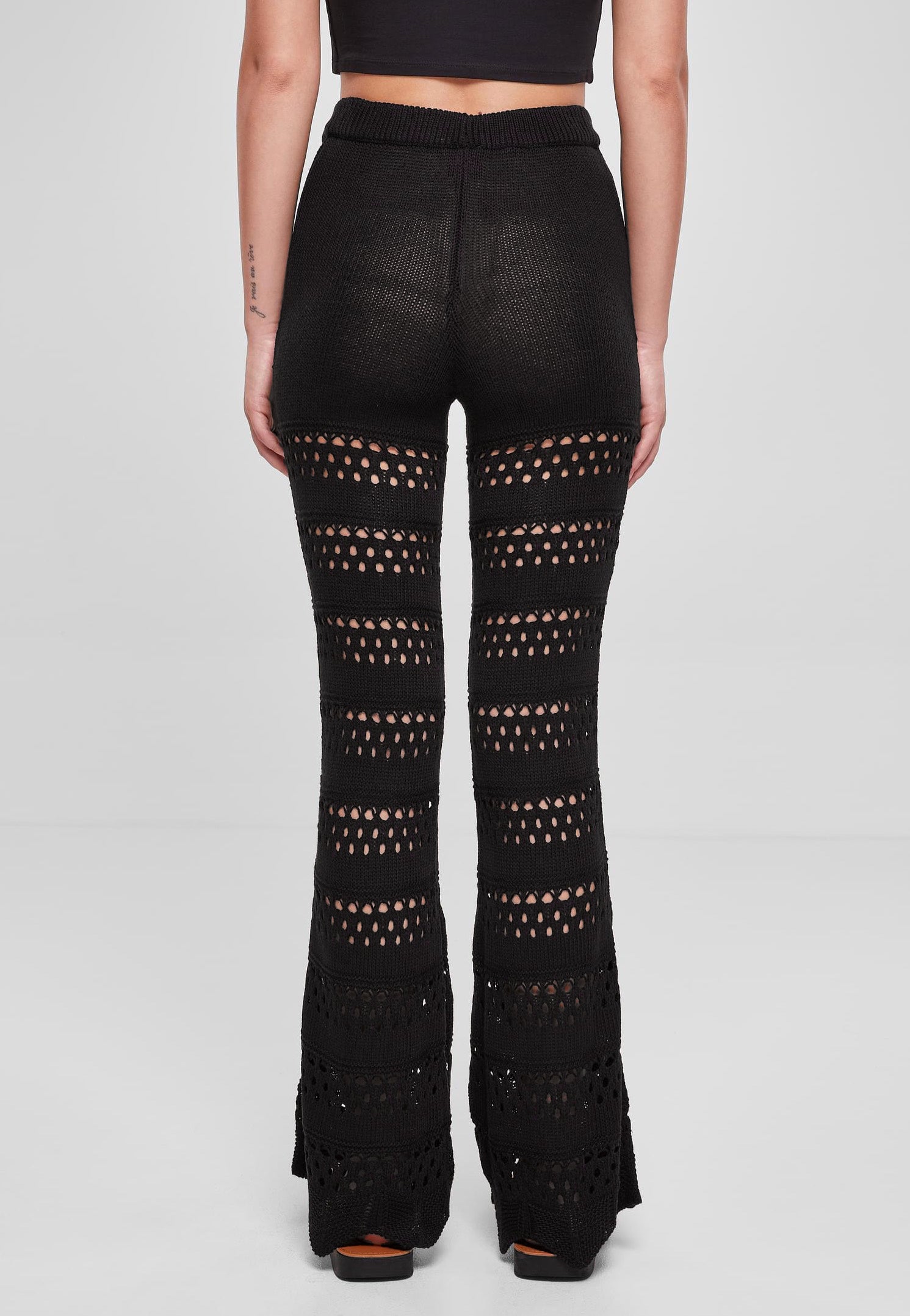 Urban Classics - Ladies Flared Crochet Knit Black - Pants Enjoy For Sale