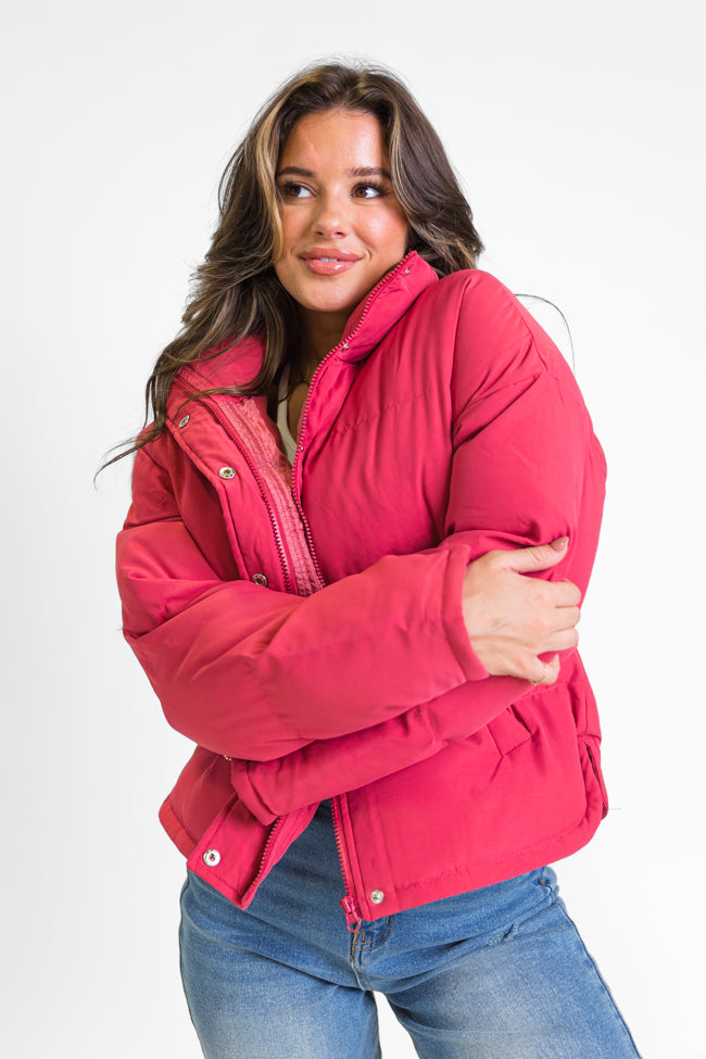 Snow Problem At All Magenta Puffer Jacket FINAL SALE Clearance Low Shipping