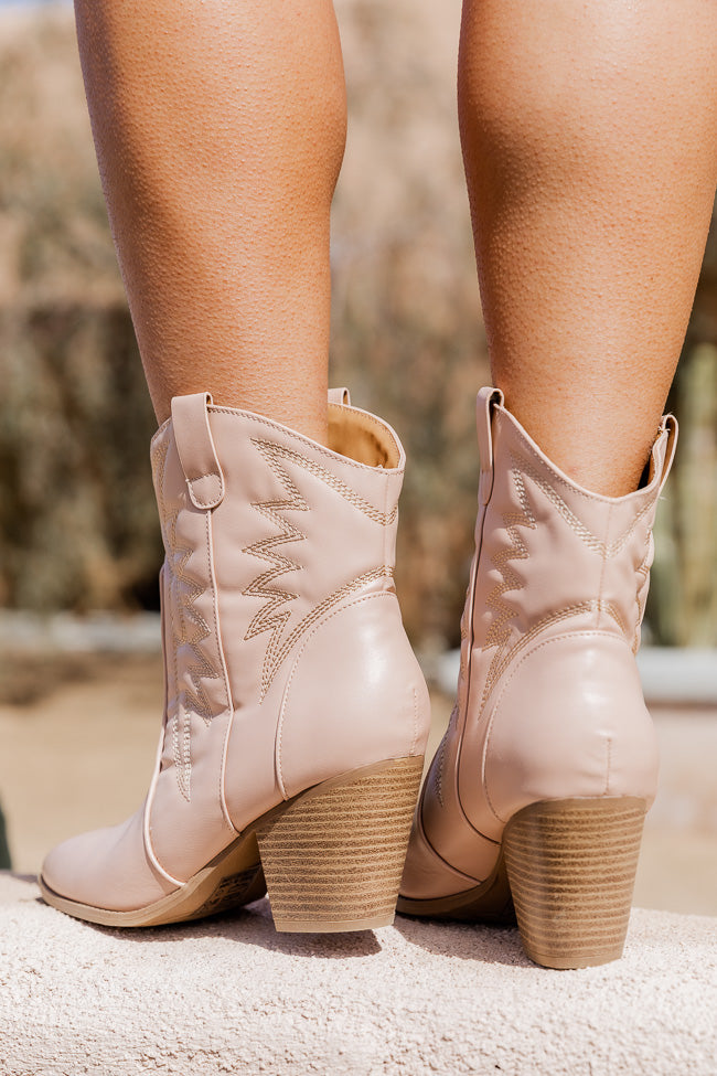 Morgan Nude Ankle Cowboy Booties FINAL SALE Free Shipping Clearance