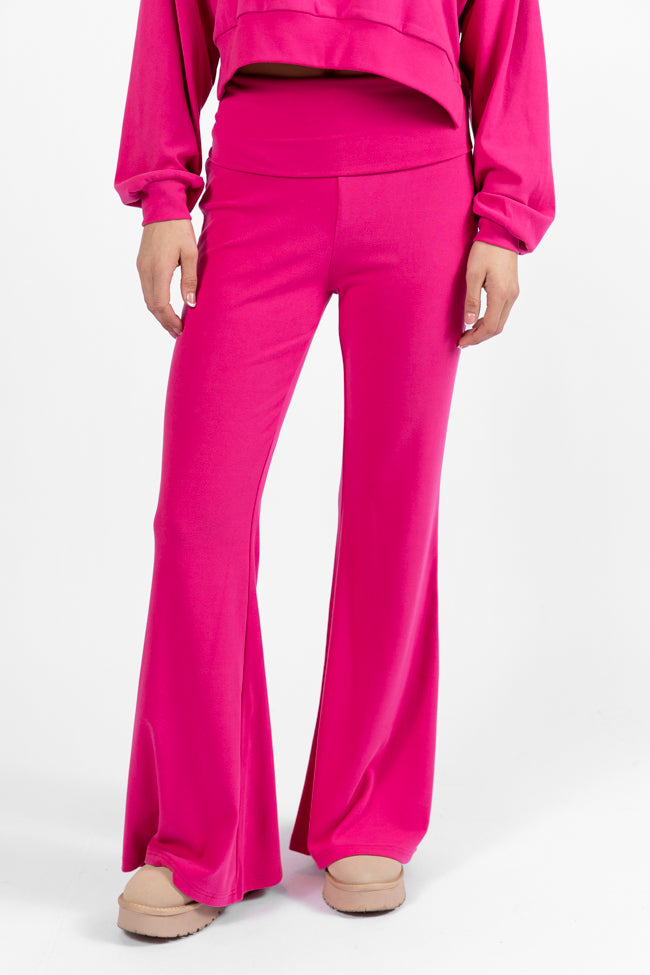 In A Dream Pink Foldover Band Super Soft Flare Pants Discount Release Dates