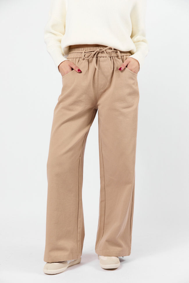 New Flow Khaki Pull On Wide Leg Pants High Quality Buy Online